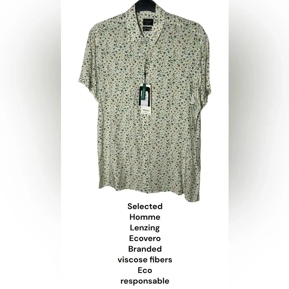 Selected Homme,men shirt L,XL,XXL.Short sleeve shirt, viscose Lenzing,travel NWT